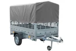Grande rimorchio ribaltabile UNITRAILER Garden Trailer 230 KIPP con telo alto grigio, sponde a rete e ruota jockey – 230 x 125 cm – PTT fino a 750 kg - immagine 7