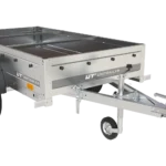 Rimorchio da giardino 200 Kipp 750 kg con telo blu, ruotino d'appoggio e telaio H-0 – Rimorchio ribaltabile zincato
